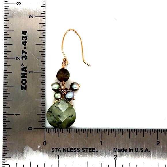 14K Gold Stone Dangle Earrings - Picture 3 of 6